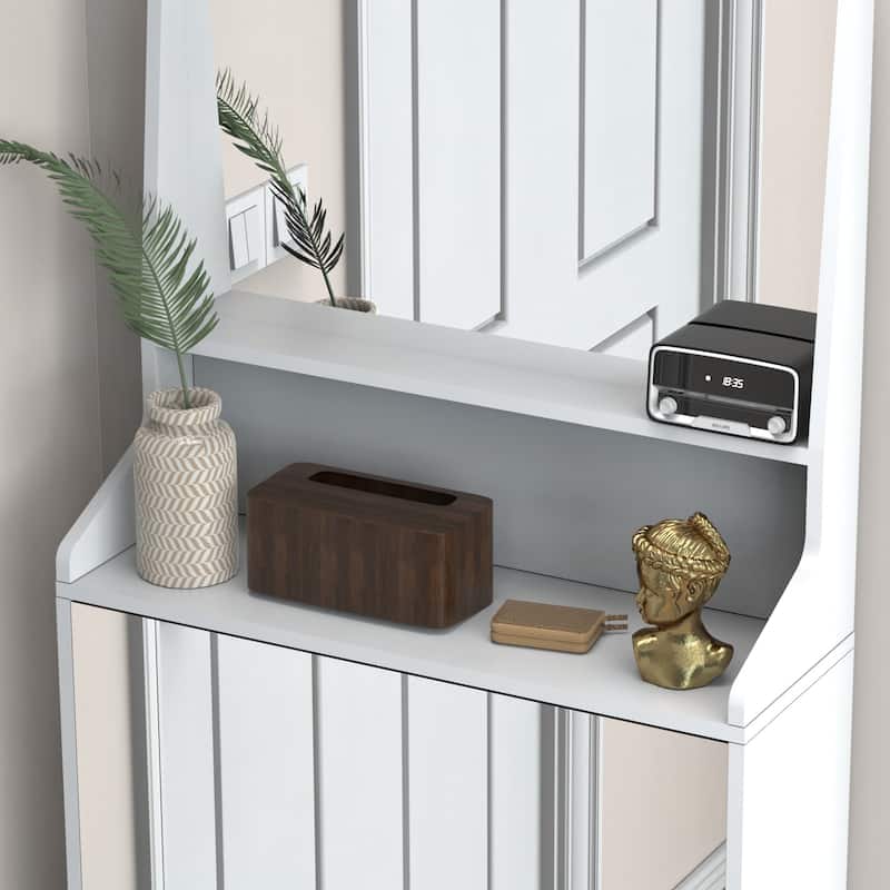 Shoe Cabinet with 3 mirrors,Shoe Storage Cabinet for Entryway,Vertical Shoe Cabinet for Front Door Entrance,Outdoor,Bedroom