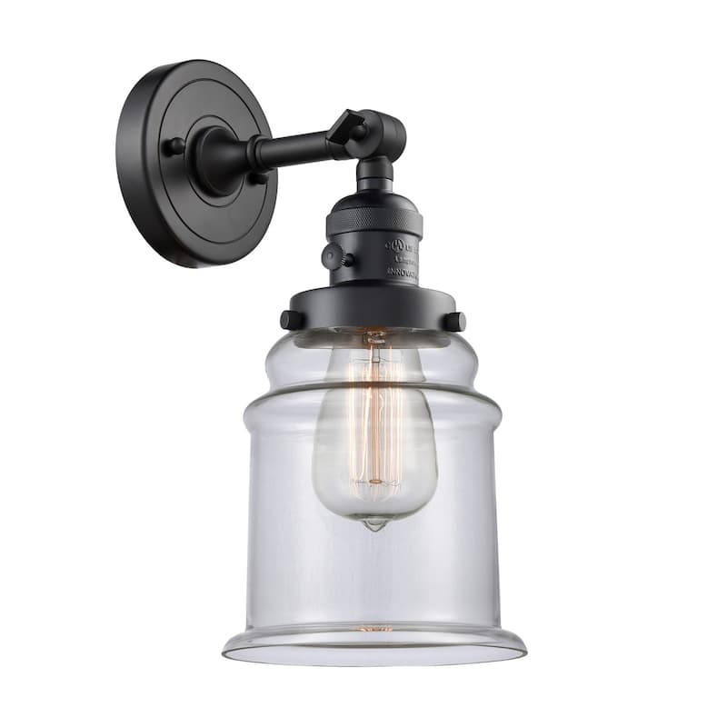 Innovations Lighting Canton Single Light 11" Tall Bathroom Sconce - 3 - Matte Black / Clear