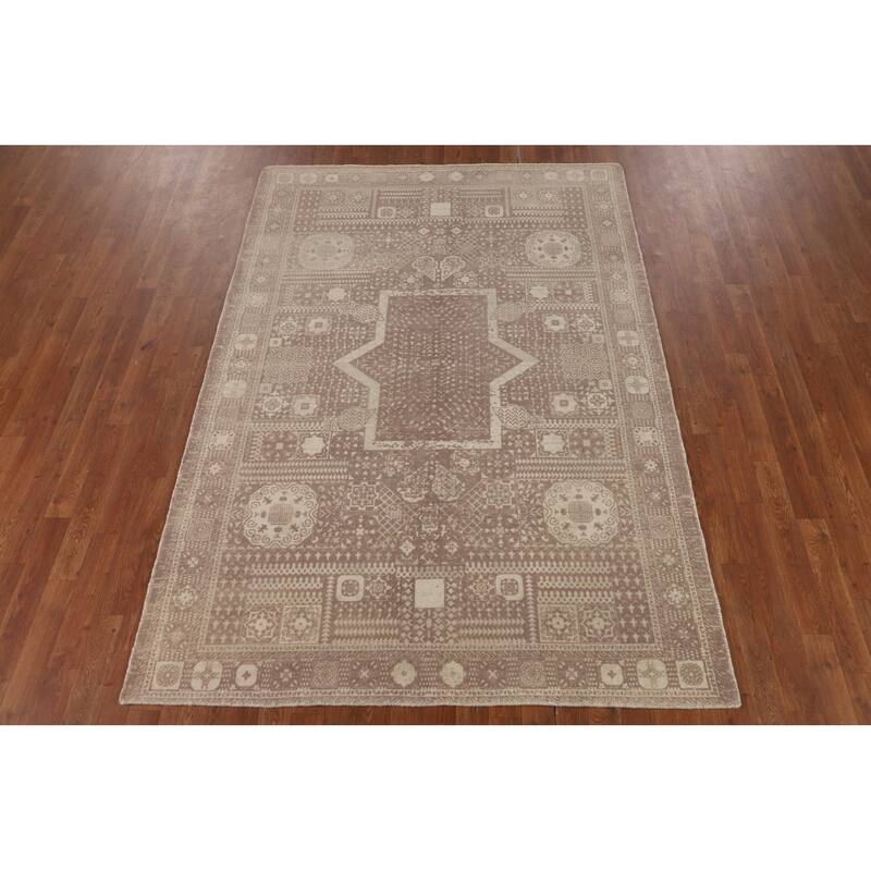 Geometric Oriental Area Rug Handmade Wool Carpet - 5'3"x 7'6"