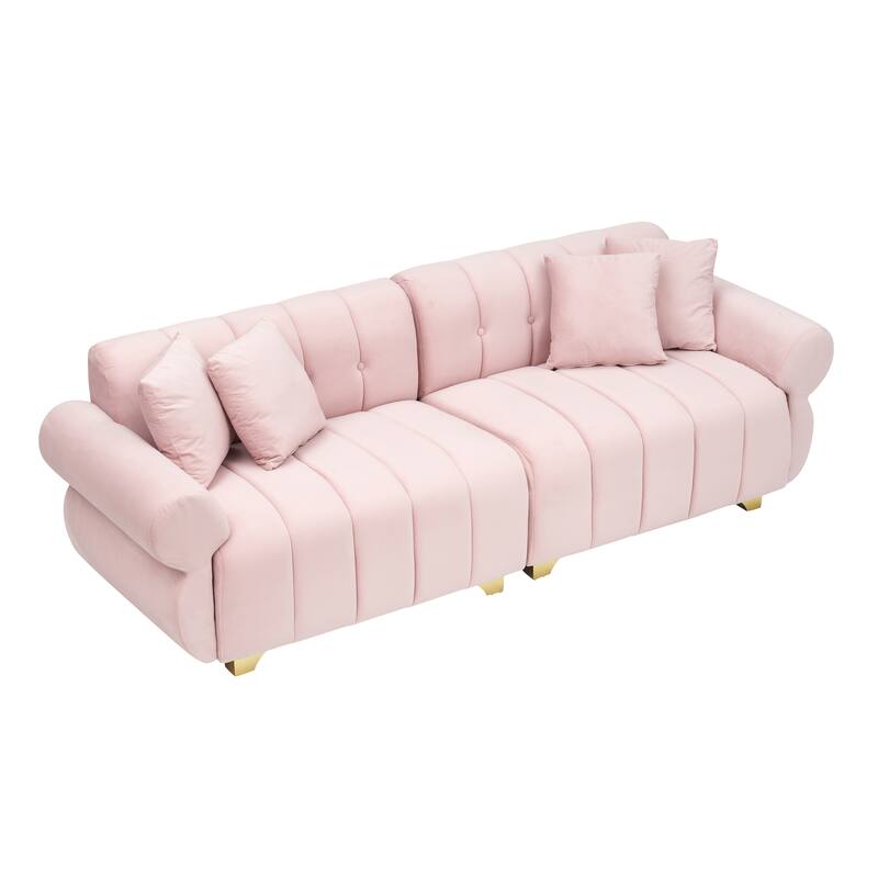 89.37" Velvet Three-Seater Upholstered Sofa