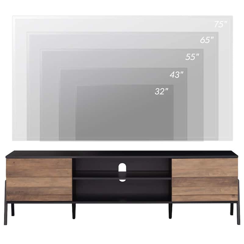 Mid-Century Modern TV Stand for 55"/65"/75" TV Console with LED Light