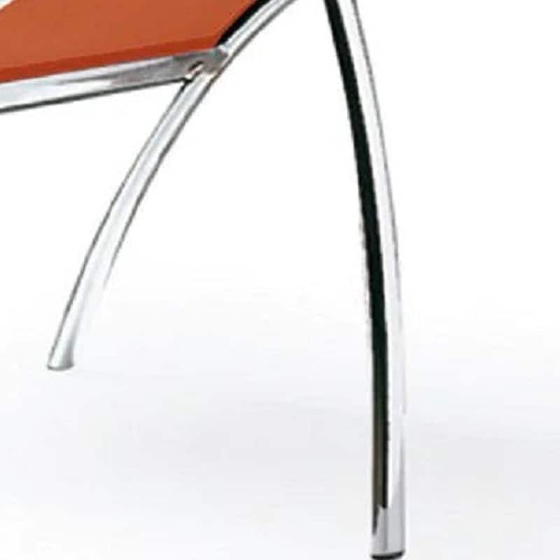 HomeRoots Set of Two Orange And Silver Upholstered Faux Leather Dining Side Chairs - 17 in. x 36 in. x 24.5 in.