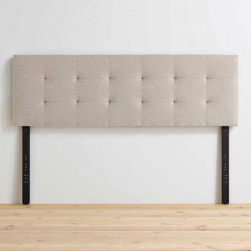 Brookside Kaylee Adjustable Upholstered Headboard - Beige-Square Tufting - Twin