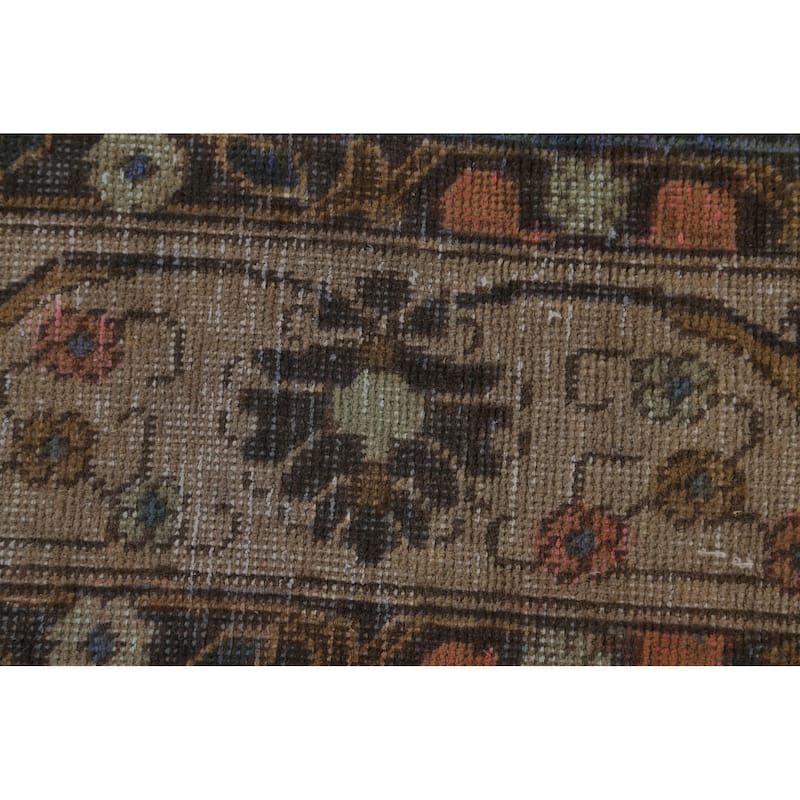 Over-Dyed Brown Tabriz Persian Vintage Rug Hand-Knotted Wool Carpet - 6'5"x 9'9"