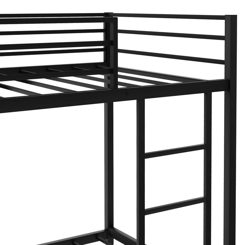 Metal Bunk Bed, Low Bunk Bed with Ladder