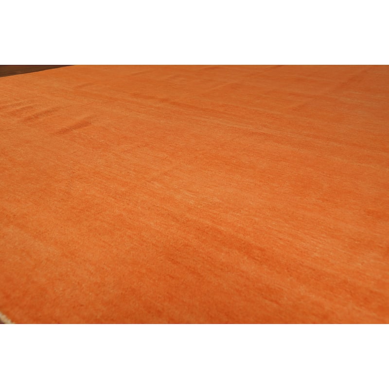 Hand Knotted Oriental 100% Wool Carpet Modern Solid Oranges & Rust Gabbeh Area Rug - 12' 1'' X 9' 4''