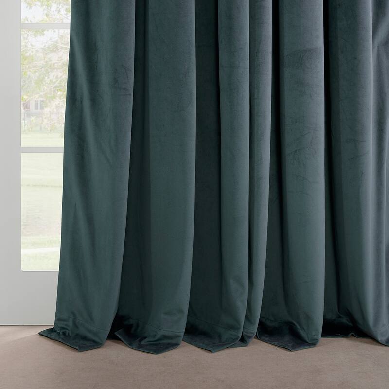 Exclusive Fabrics French Pleat Heritage Plush Velvet Room Darkening Curtains For Bedroom & Living Room Curtains (1 Panel)