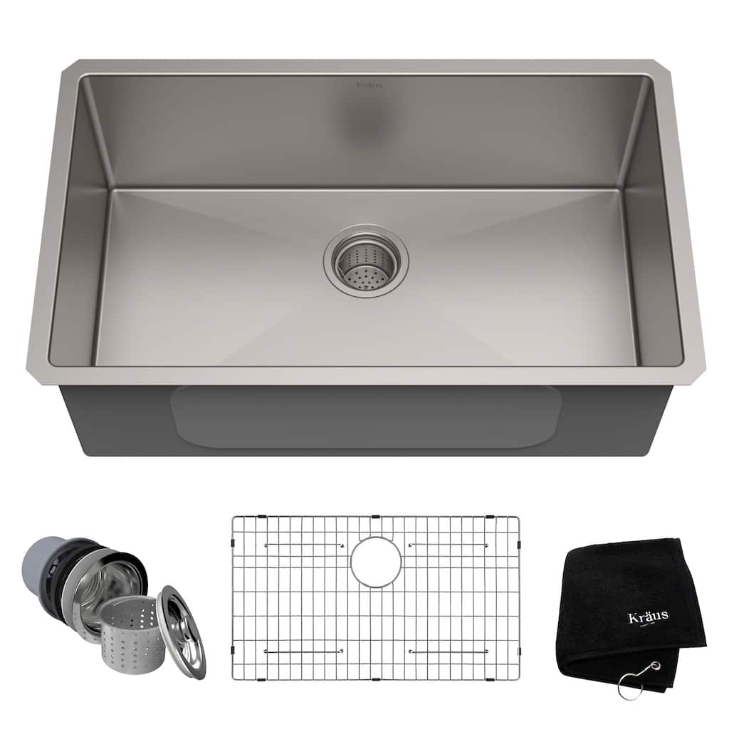 KRAUS Standart PRO Undermount Single Bowl Stainless Steel Kitchen Sink