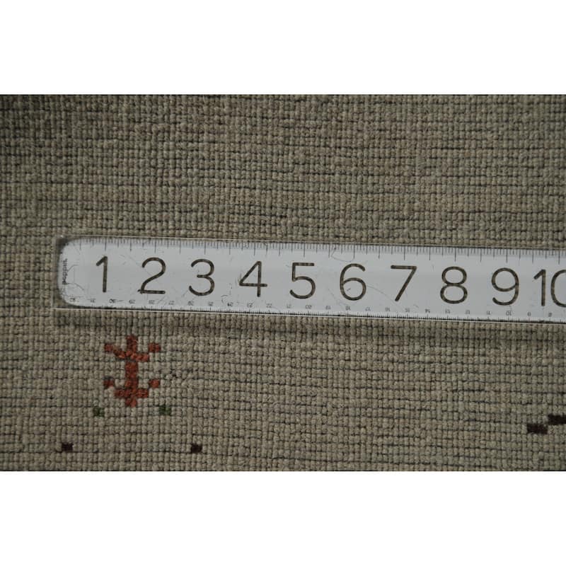 Tribal Gabbeh Indian Runner Rug Hand-Knotted Beige Wool Carpet - 2'8" x 11'5"