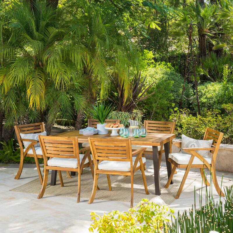 Della - Hermosa 7 piece Acacia Wood Dining Set by Christopher Knight Home - Brown