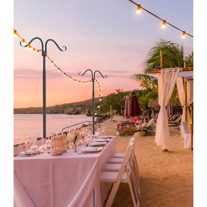 2X Double Shepherds Hooks Outdoor Heavy Duty for Hanging Bird Feeder - 107"