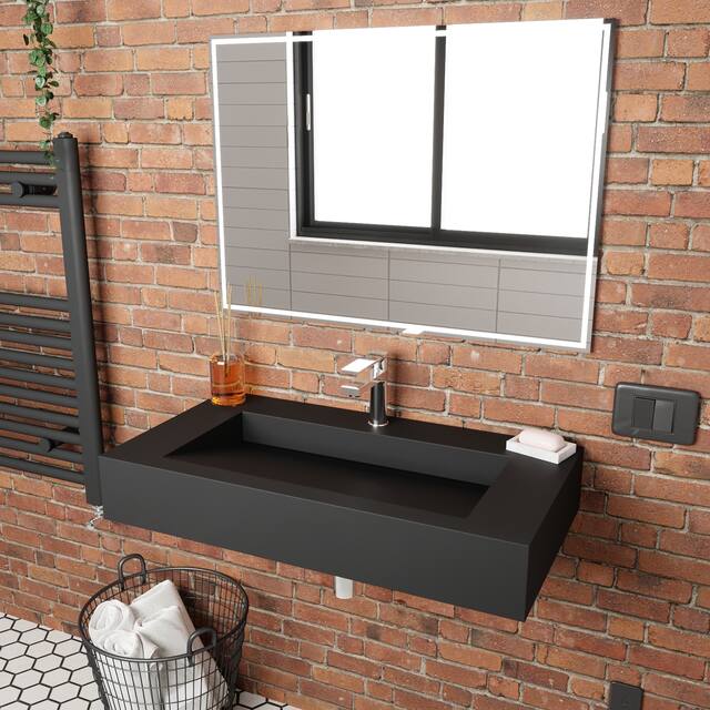 Pyramid Solid Surface Wall-Mounted Bathroom Sink