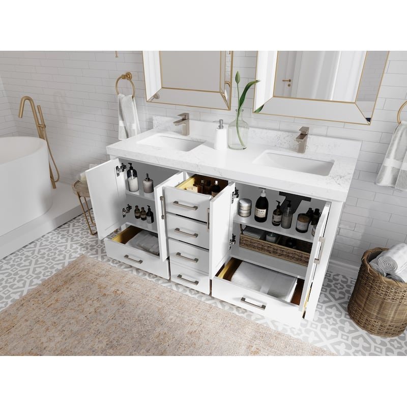 Willow Collections 60 in. W x 22 in. D Malibu Double Sink Bathroom Vanity with Countertop