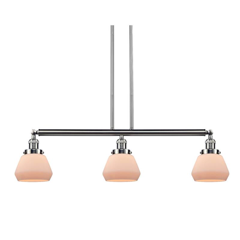 Innovations Lighting Fulton 3 Light 39" Wide Linear Chandelier - Brushed Satin Nickel / Matte White Cased