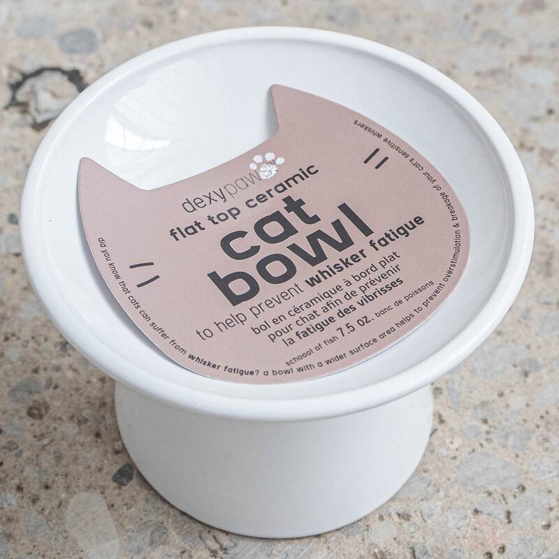 Dexypaws: Flat Top Ceramic Bowl For Cats - White - 7.5oz Capacity