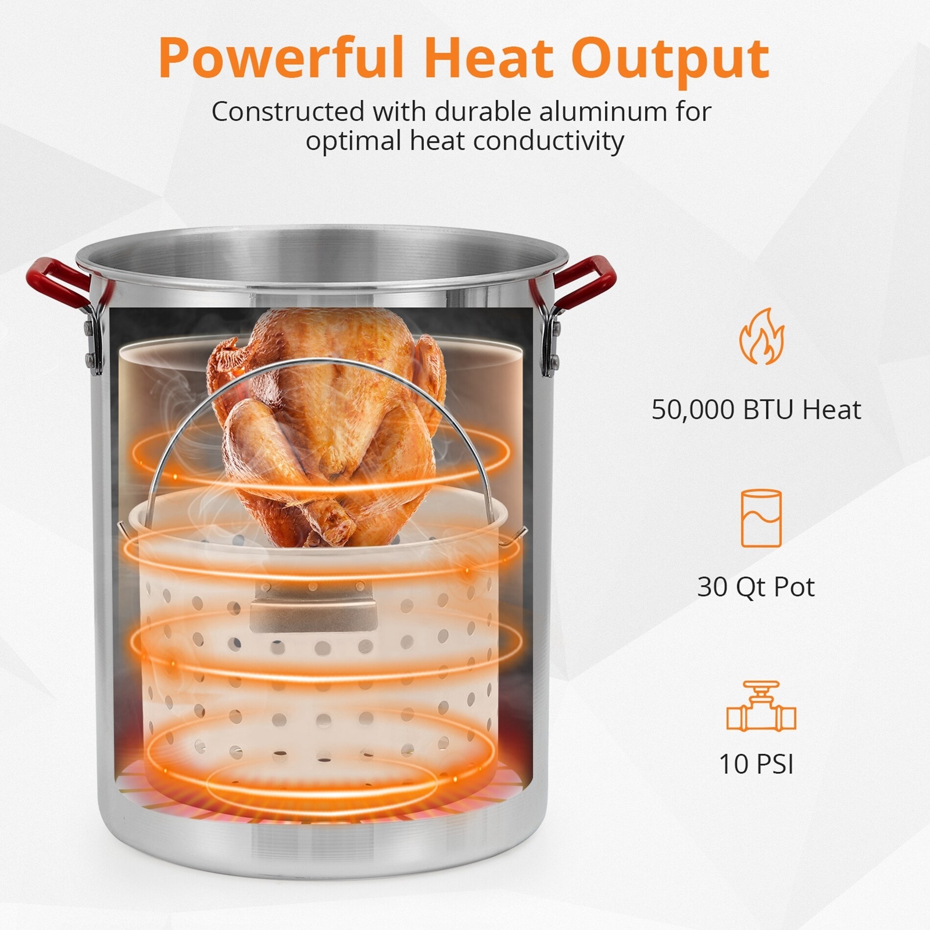 SalonMore 30qt Aluminum Turkey Fryer Pot Boiler Turkey Fryer Outdoor with Injector Thermometer 55000BTU SalonMore 30qt Aluminum Turkey Fryer Pot Boiler Turkey Fryer Outdoor with Injector Thermometer 55000BTU