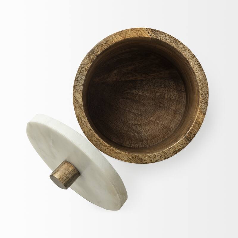 Brown Wooden Round Storage Box
