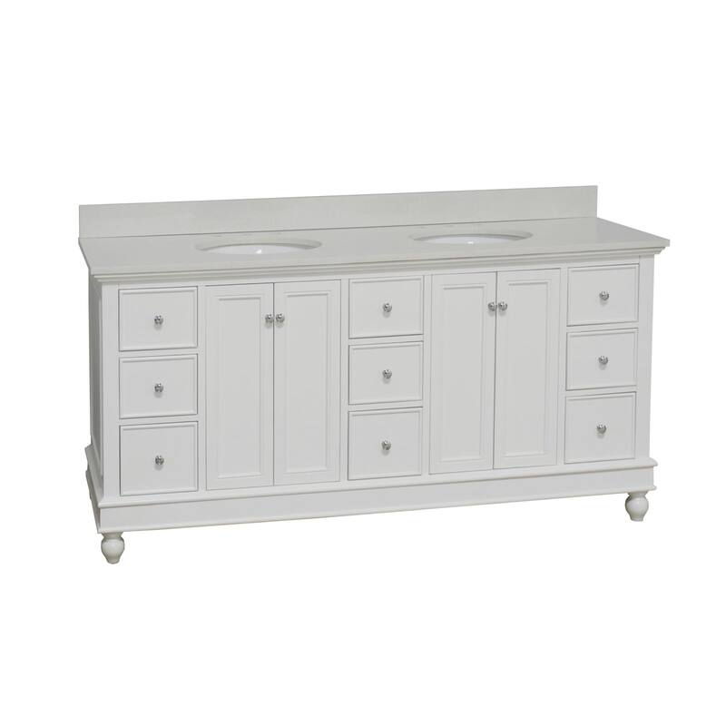 KitchenBathCollection Bella 72" Double Bathroom Vanity with Quartz Top