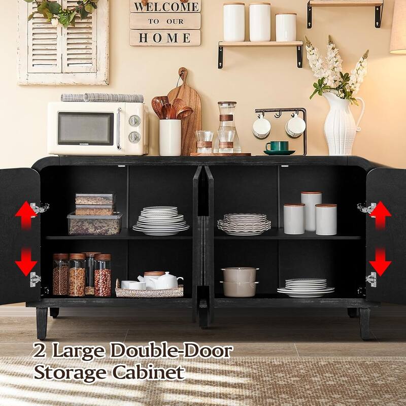 Console Cabinet File Cabinet Dining Cabinet with Fluted Doors, Decorative Cabinet Buffet Cabinet Pantry Cabinet