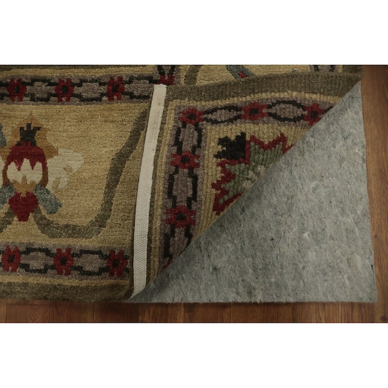 Hand Knotted Oriental 100% Wool Carpet Traditional Floral Yellow & Gold Nepalese Area Rug - 12' 3'' X 8' 11''