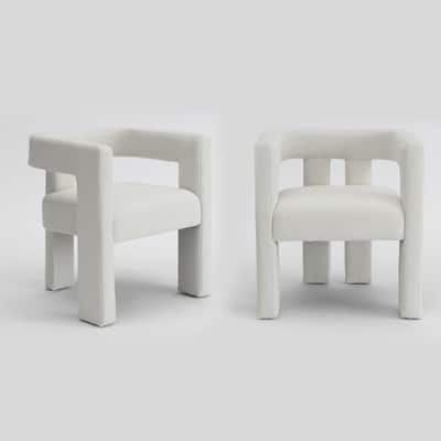 KINWELL 24" Wide Boucle Upholstered Armchair (Set of 2)