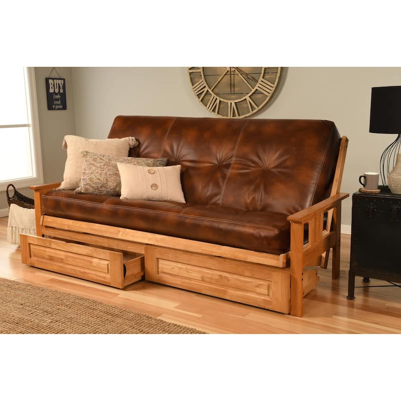 Somette Monterey Butternut Full-size Storage Futon Set with Mattress