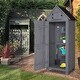 preview thumbnail 2 of 8, 70 Inch Double Slope Top Fir Courtyard Storage Room,Dark Gray