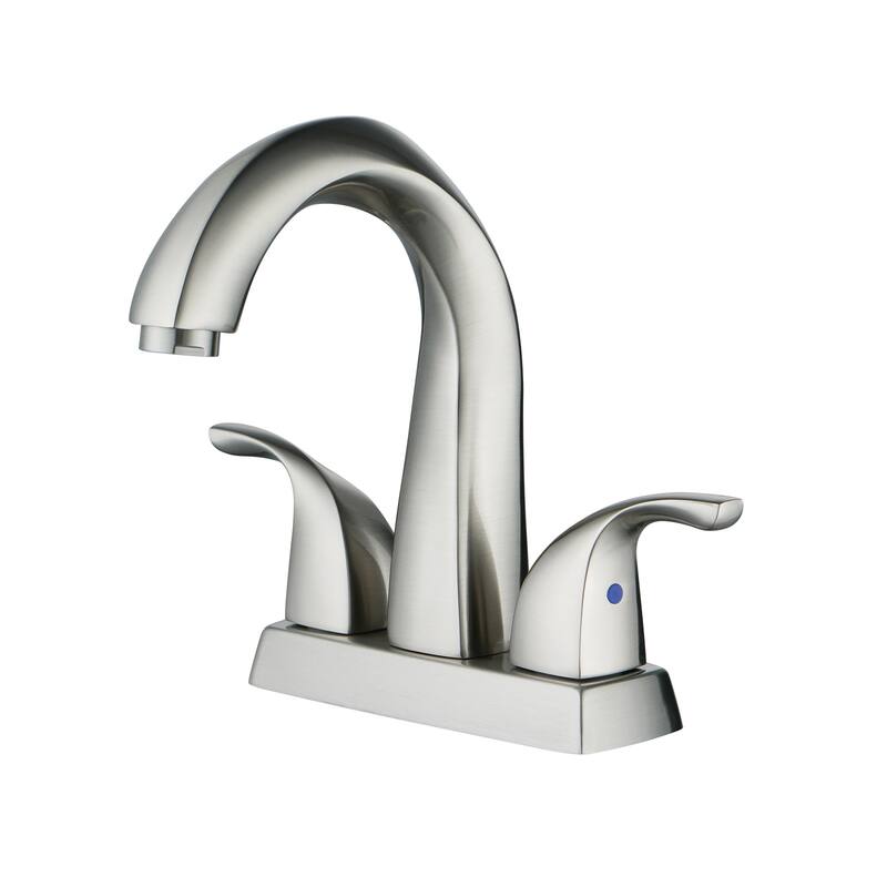 WOWOW 4 in. Centerset Double-Handle Bathroom Faucet with Pop Up Drain - Brushed Nickel