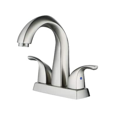 WOWOW 4 in. Centerset Double-Handle Bathroom Faucet with Pop Up Drain