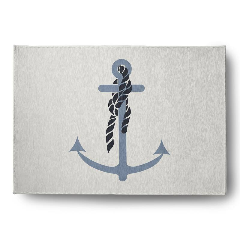 Anchor and Rope Nautical Indoor/Outdoor Rug - Dusty Smoke - 5' x 7'