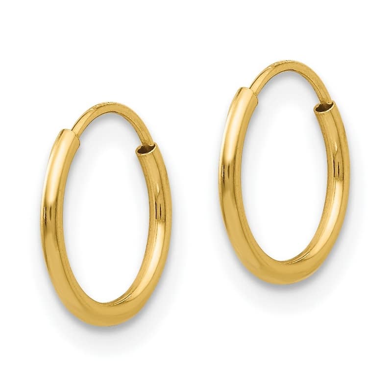 Curata 14k Yellow Gold Polished Small 10mm Endless Hoop Earrings