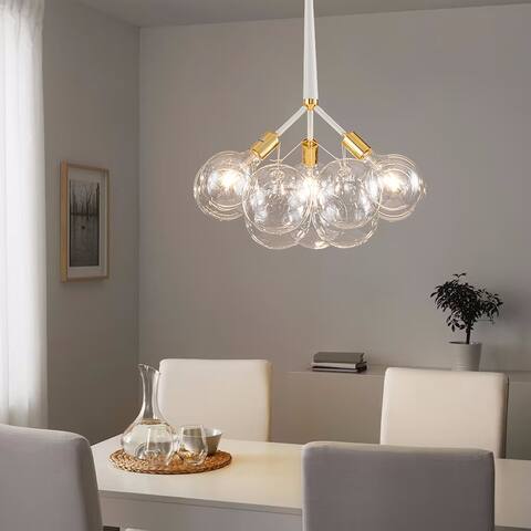 3 - Light Modern Glam Adjustable Cluster Chandelier with 9 Glass Globe