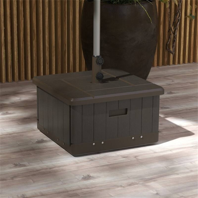 3 in 1 Outdoor Umbrella Base with Coffee Table and Planter Box Heavy Duty Sand Fillable Fits 1.5 to 1.9 Inch Poles