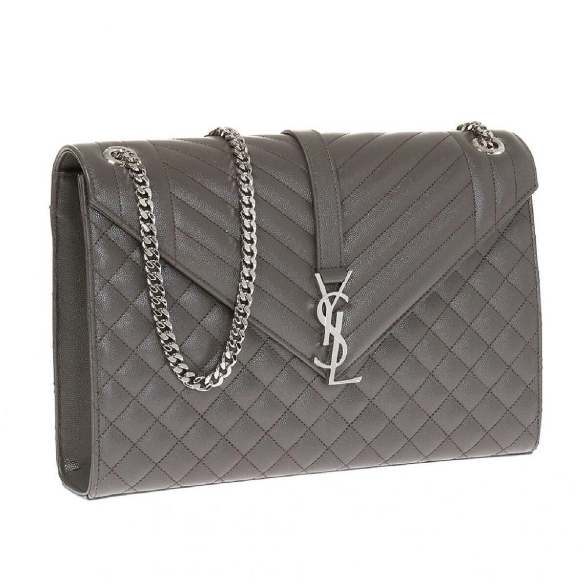 Shop Saint Laurent Ysl Gray Large Envelope Classic College