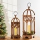 preview thumbnail 50 of 52, Glitzhome Set of 2 Wooden Church Style Decorative Lanterns Candle Holders for Wedding Mantle Entryway