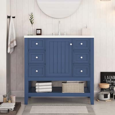 Bathroom Vanity with Sink,Cabinet,and Drawers,Open Shelf