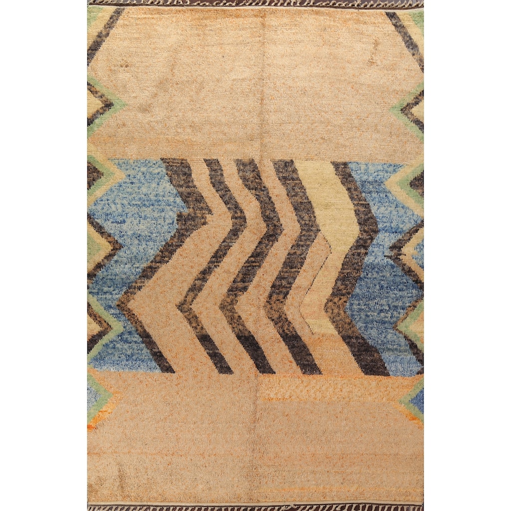 Geometric Tribal Moroccan Area Rug Wool Hand-knotted Oriental Carpet - 9'1" x 12'10"