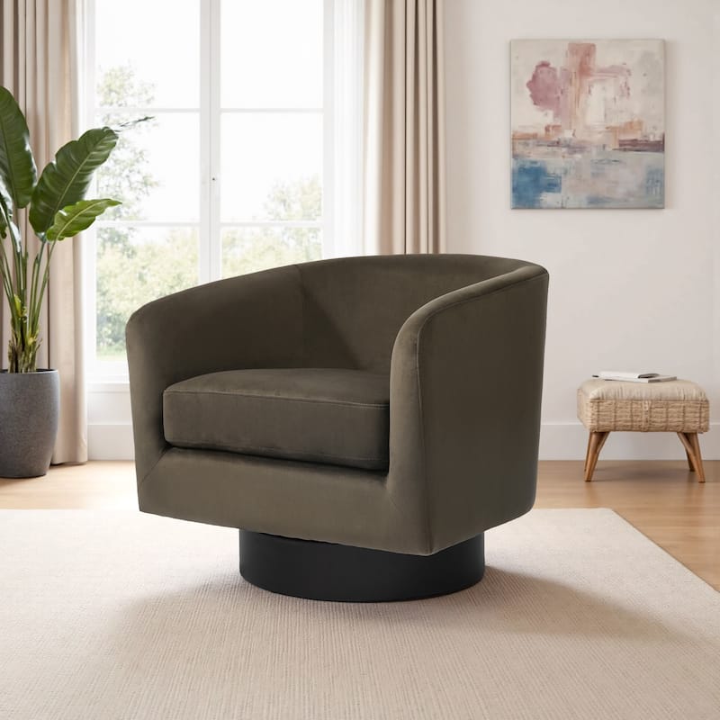 Modern Upholstered 360 degree Swivel Accent Arm Chair - 28" W × 25" D × 26" H - Coffee