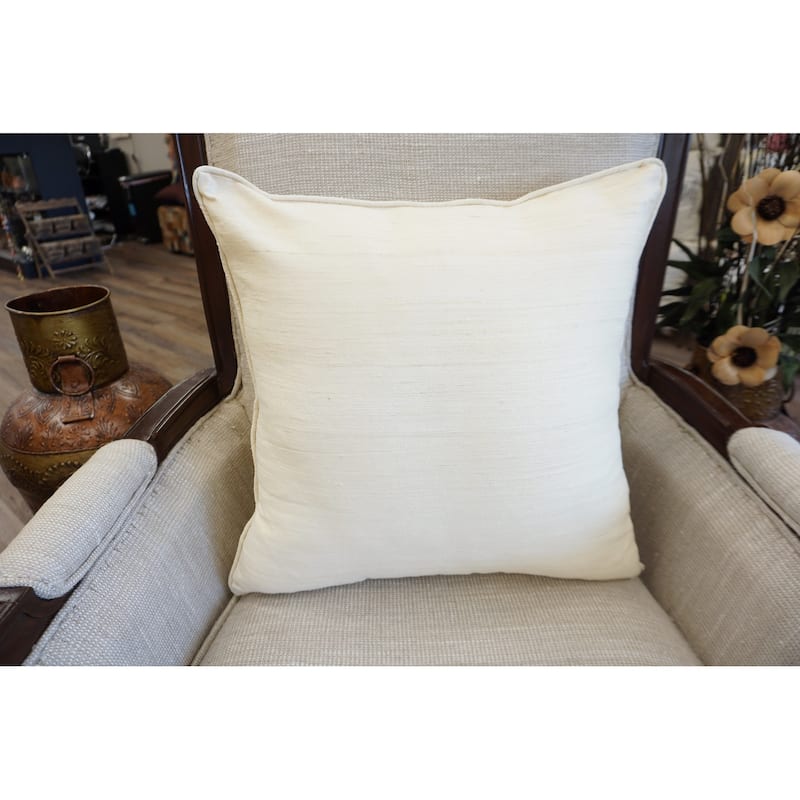 Home&Manor Raw Silk Throw Pillow 18" Off White