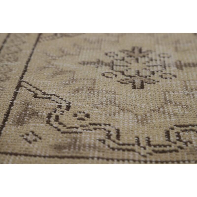 Geometric Beige Tabriz Persian Vintage Rug Handmade Wool Carpet - 8'11" x 11'5"