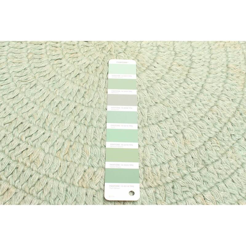 ECARPETGALLERY Braid weave Sienna Light Green Wool Rug - 3'2 x 3'2