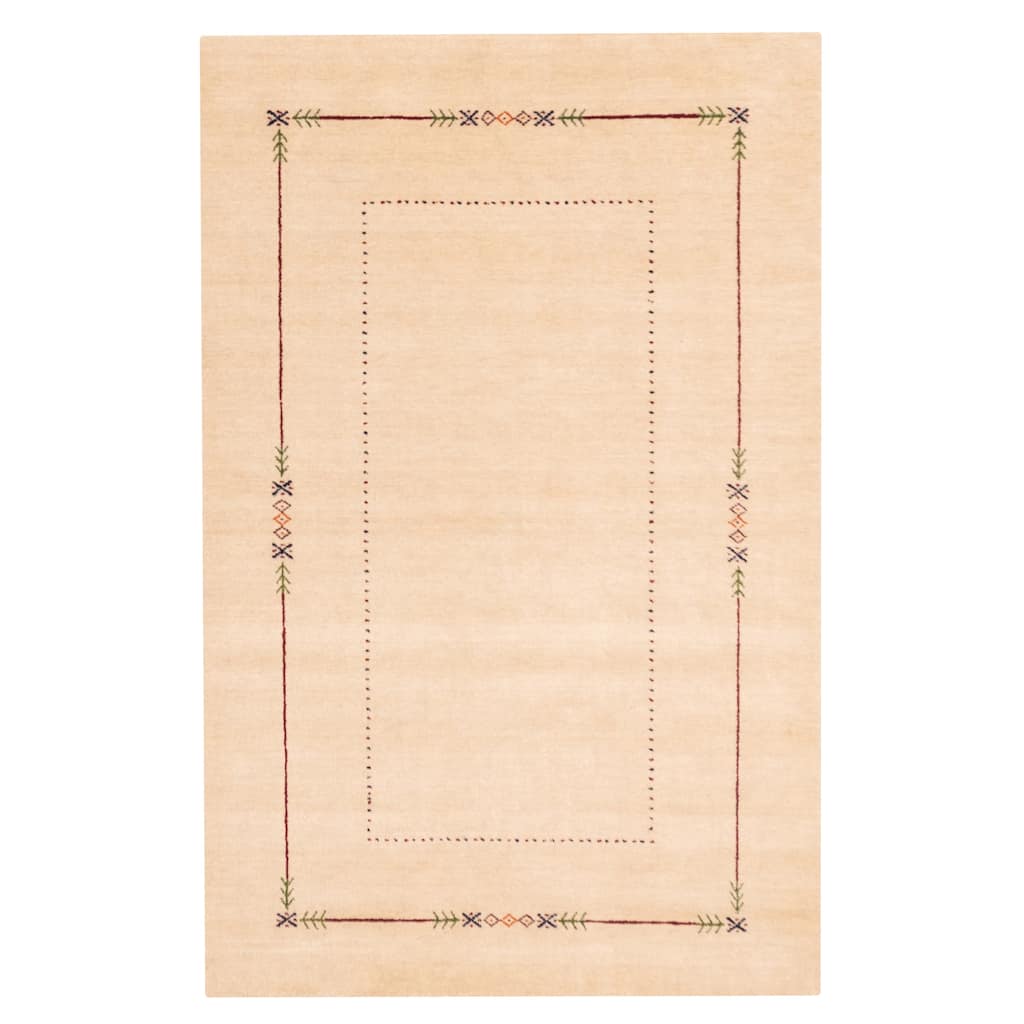 ECARPETGALLERY Hand Loomed Kashkuli Gabbeh Ivory Wool Rug - 5'0 x 7'10
