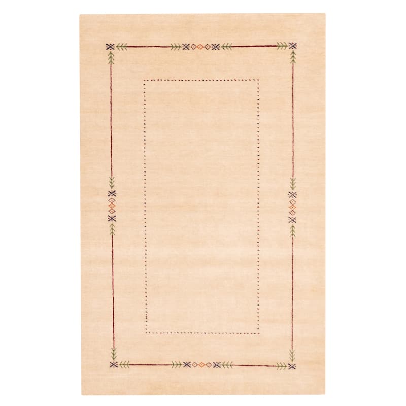ECARPETGALLERY Hand Loomed Kashkuli Gabbeh Ivory Wool Rug - 5'0 x 7'10