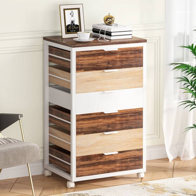 5-Drawer Chest & Wood 7 Drawer Storage Dresser Cabinet