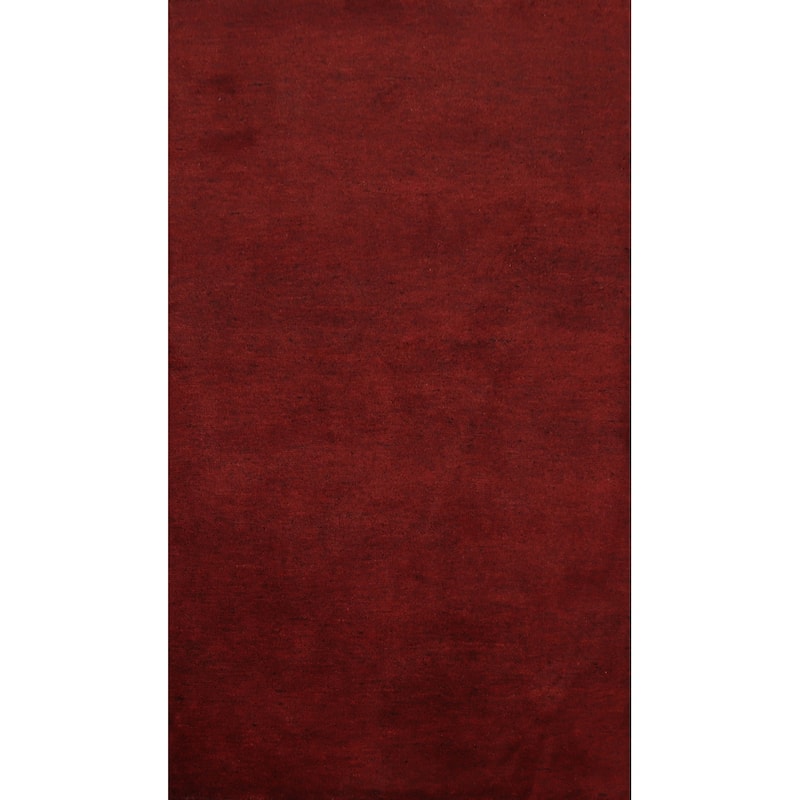 Hand Knotted Oriental 100% Wool Carpet Modern Solid Red Gabbeh Area Rug - 5' 11'' X 3' 8''