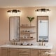 preview thumbnail 4 of 5, Hunter + Jasmine Roth Ontario Ribbed Glass 3-Light Bathroom Vanity Wall Light - Modern Transitional - Damp Rated