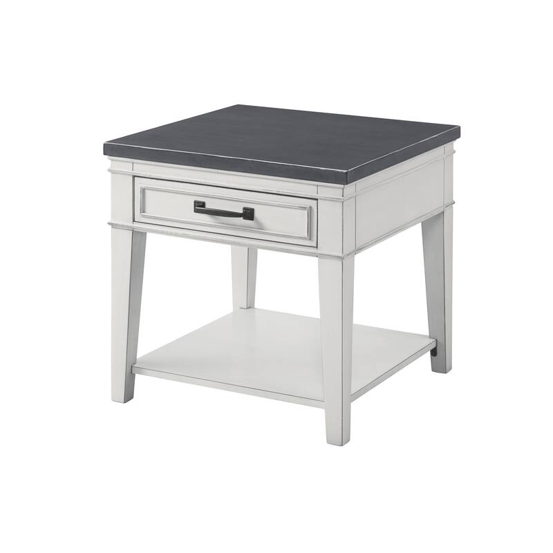 Del Mar 24" White and Grey 1-Drawer End Table