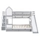 preview thumbnail 21 of 43, Bunk Bed with 2 Drawers & 3 Shelves, Castle Style Bedframe with Slide for Kids Boys/Girls/Teens