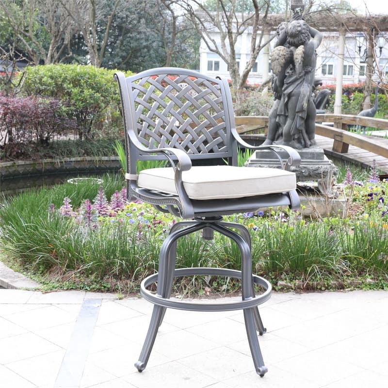 Ventura Cast Aluminum Bar Stool with Cushion (Set of 2)