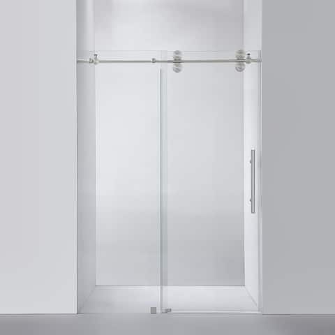 Villena 52" W x 78" H Single Sliding Shower Door,Brushed Nickel - 52 inches
